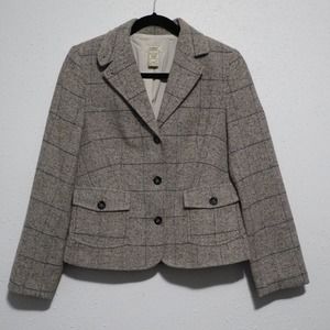 L.L. BEAN | Wool Blend Plaid Blazer Size XS
